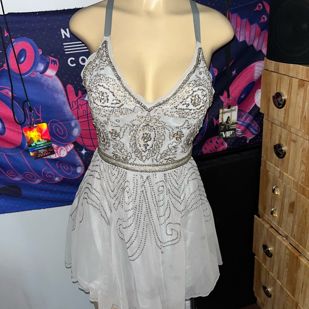 Kimchi Blue Metallic Gray  beaded Dress